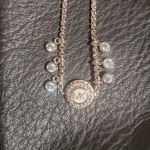 Michael Kors Silver Bracelet with Crystal Details.Adjustable